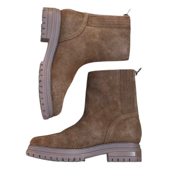 Chelsea Boot Calvin Klein 'Greg' Suede Size 9M Cognac Brown Lug sole tall - Picture 5 of 10